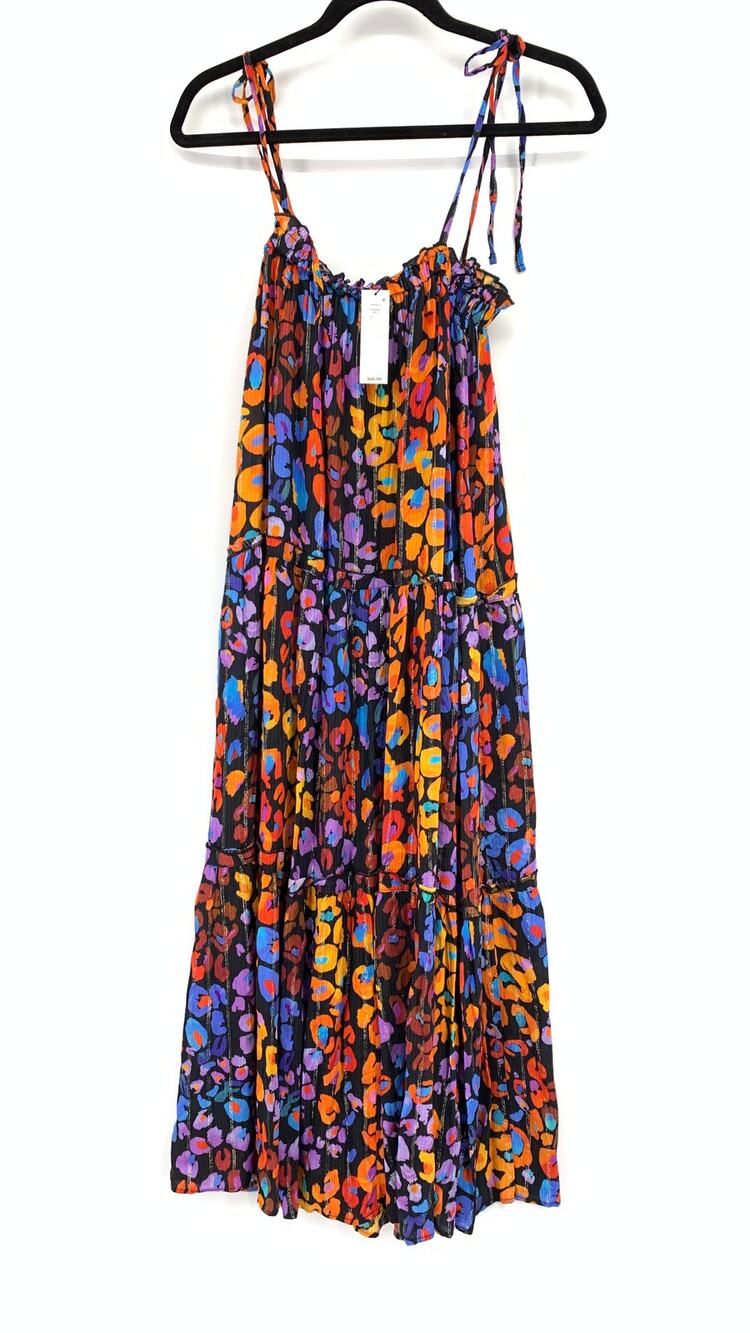 Anna & Ava Tiered Midi Dress Womens Size One Size Multicolor Leopard Print NEW